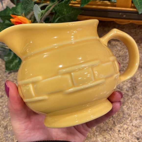 Longaberger Butternut Yellow Pottery Creamer Woven Traditions - Picture 13 of 15